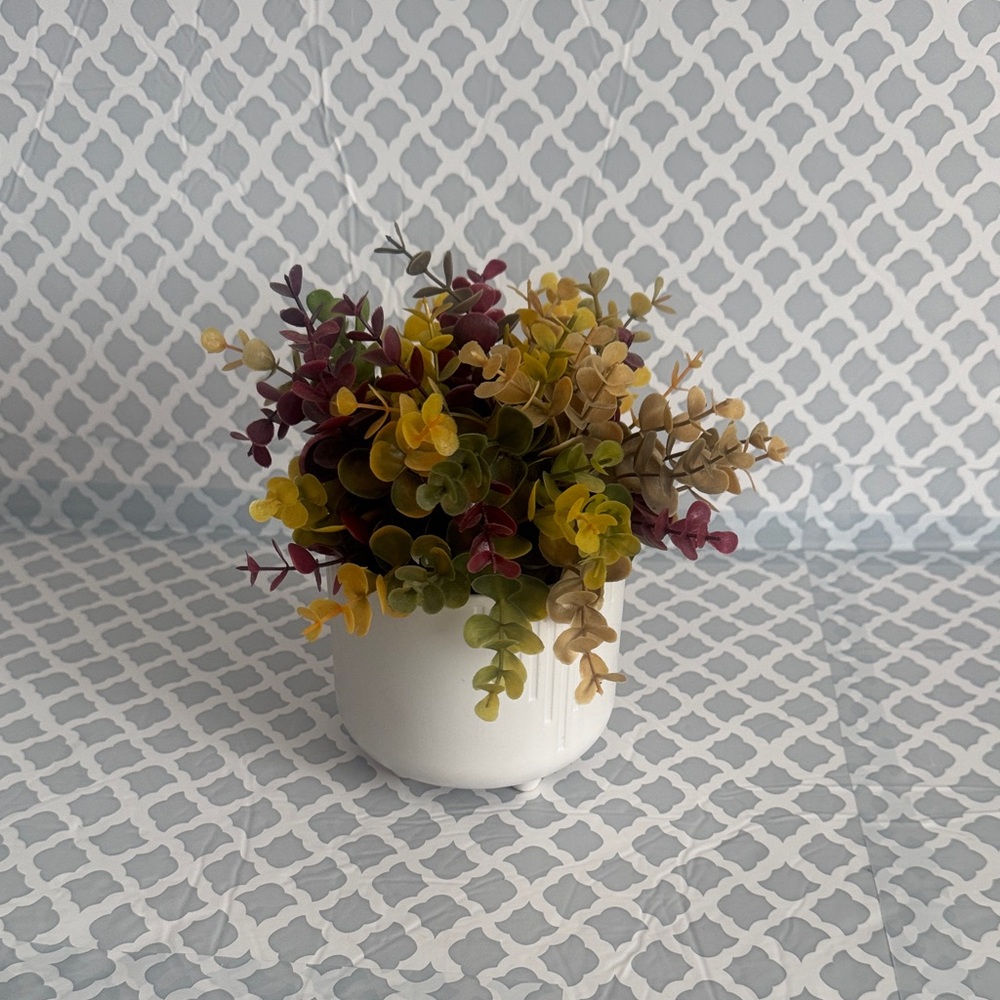 Multicolor Faux Plant in White Pot